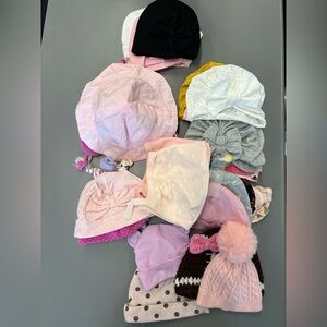 Infant baby girl hats lot lot 0-6 months
